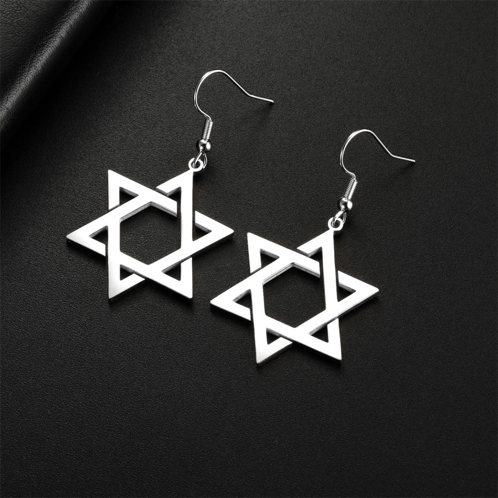My Shape Davidstern Ohrhänger Edelstahl Hängende Ohrringe Großer Sechsspitziger Stern Judaica Amulett Je Schmuck