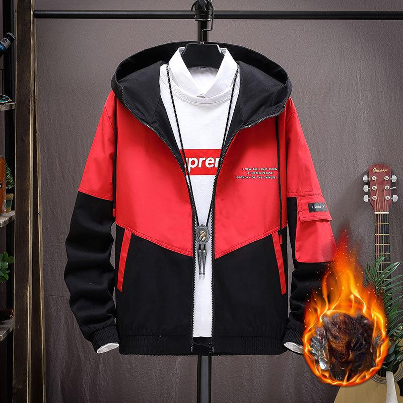 Autumn and Winter Fleece Jacket Men's Casual Thickened Hooded Men's Jacket Sports Trench Coat Men