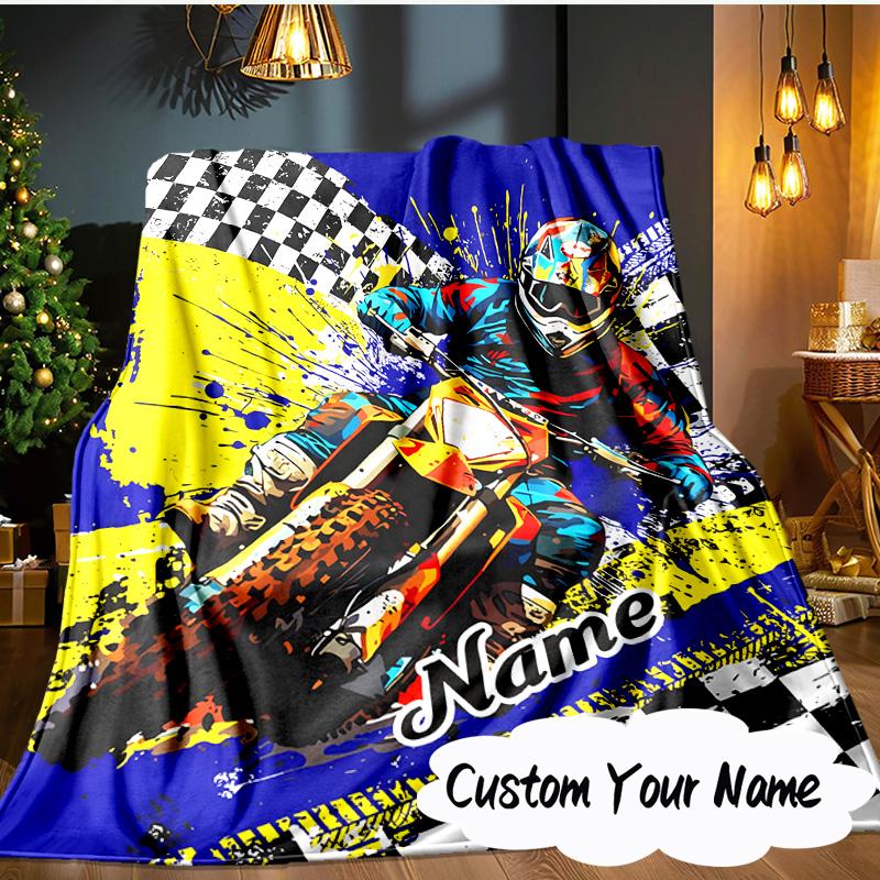 Custom Name Cartoon Excavator Blanket Ideal Bedding Blanket Perfect for Travel, Camping, Living Rooms, Offices, Sofas, Fan Christmas gift