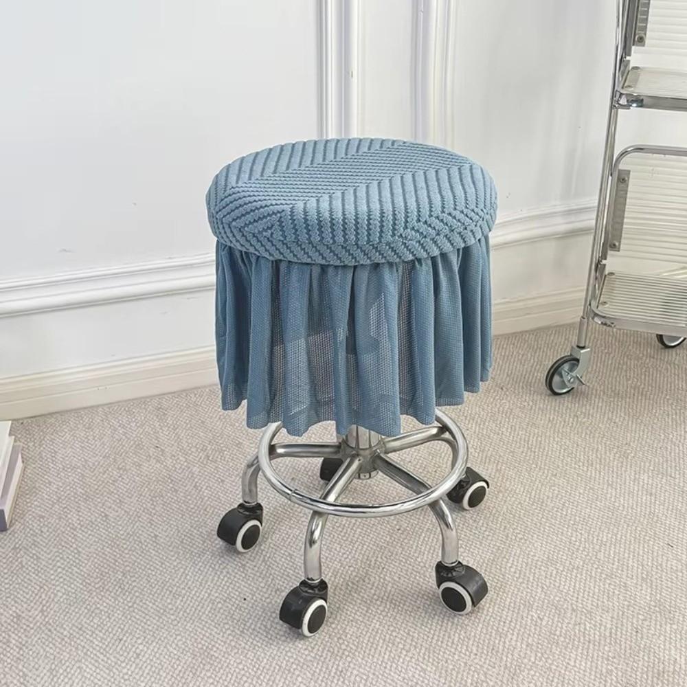 New Full-Coverage Bar Round Stool Cover with Skirt Hem Elastic Round Chair Cover Washable Non-slip Seat Chair Slipcover