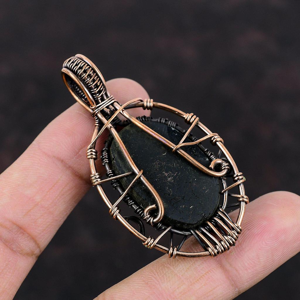 Tree Of Life Black Tourmaline Rough Pendant Copper Wire Wrapped Jewelry Handmade Gemstone Pendant Copper Wire Wrapped Pendant Gift For Women