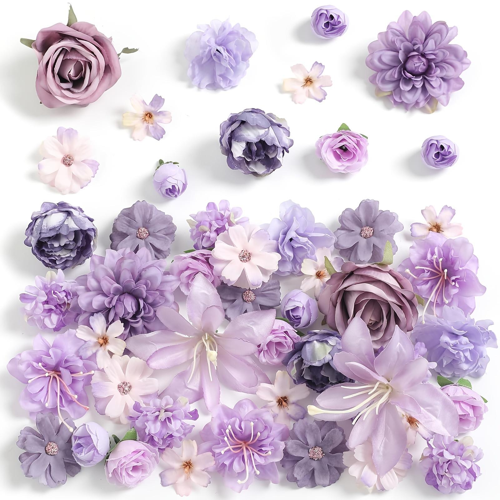 

49Pcs Artificial Flowers Heads Rose Fake Flower for Home Decor Garden Wedding Decoration Party Supplies Table Bouquet Ornament фиолетовый