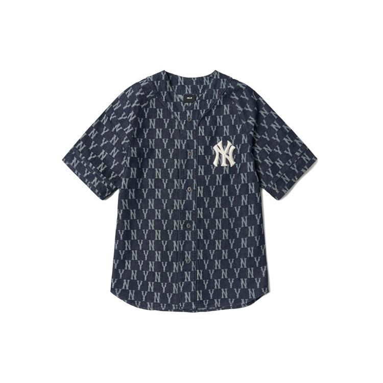 MLB Old Flower Shirts Unisex Dark Blue Crew Neck Moderate Shirt 3ABSN1014-50BLD M