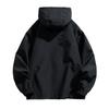 Men's Large Size Trend Casual Top Youth Hooded Everything Loose Jacket Elastic Drawstring Solid Color Windproof Jacket