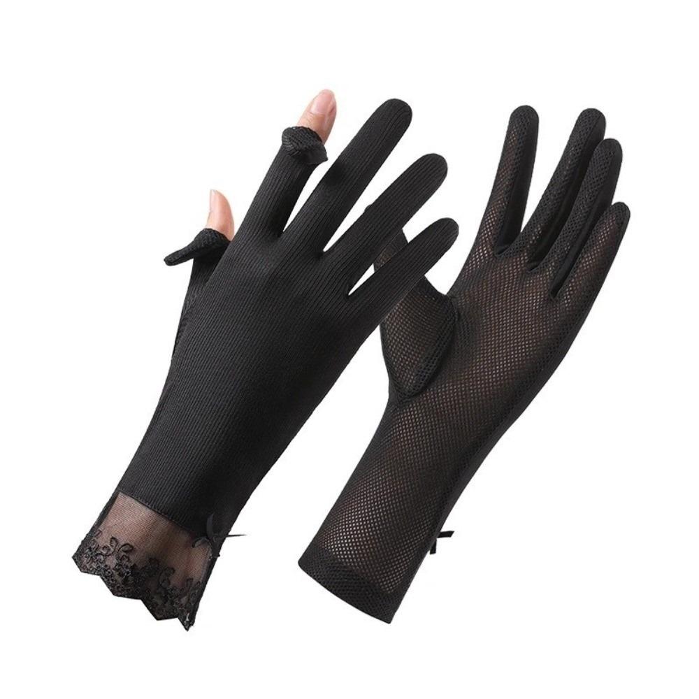 

Breathable Sunscreen Gloves Lace Anti-UV Mittens Lightweight Ice Silk Gloves for Summer 1
