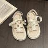 Fashion Thick Bottom Sports Sandals Women Summer Shoes Hollow Breathable Strappy Roman Shoes Beige Black Flat Leisure Soft Sole Sandales