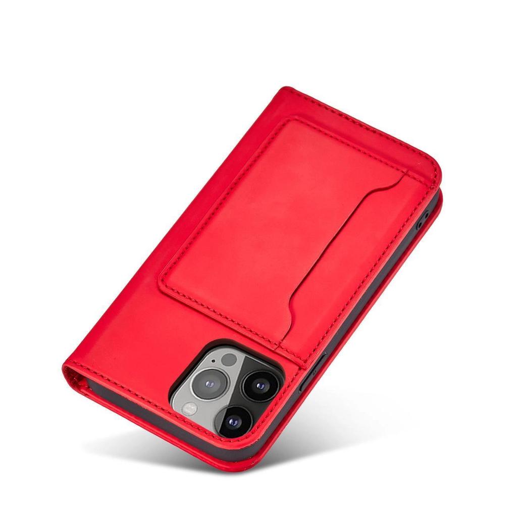Magnet Card Case For Samsung Galaxy S23, Cover With Flap, Wallet Stand, Red