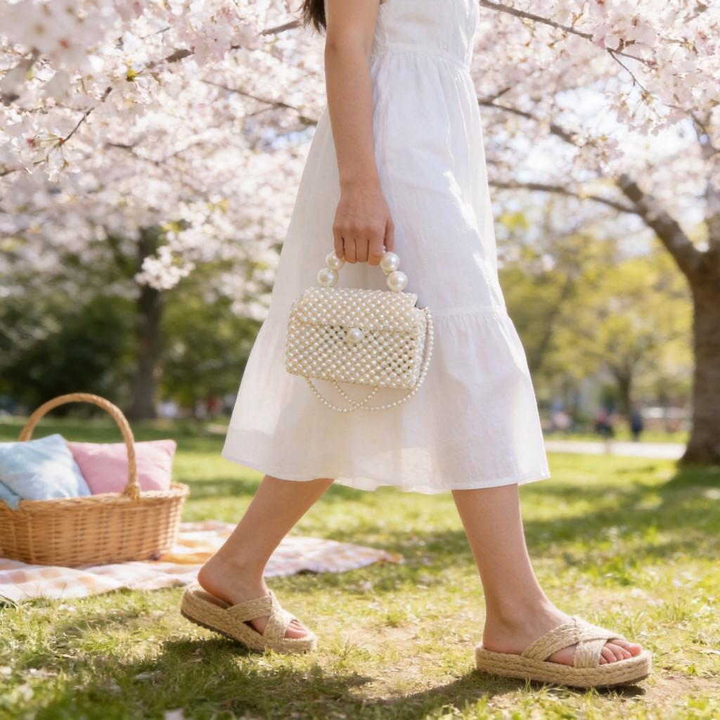 Handwoven Mini Pearl Shoulder Bag For Women With Magnetic Closure Perfect For Daily Use