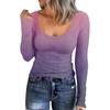 Dámské podzimní a zimní tričko se štíhlým dnem Móda Neformální Jednobarevné Pulovr s dlouhým rukávem do U