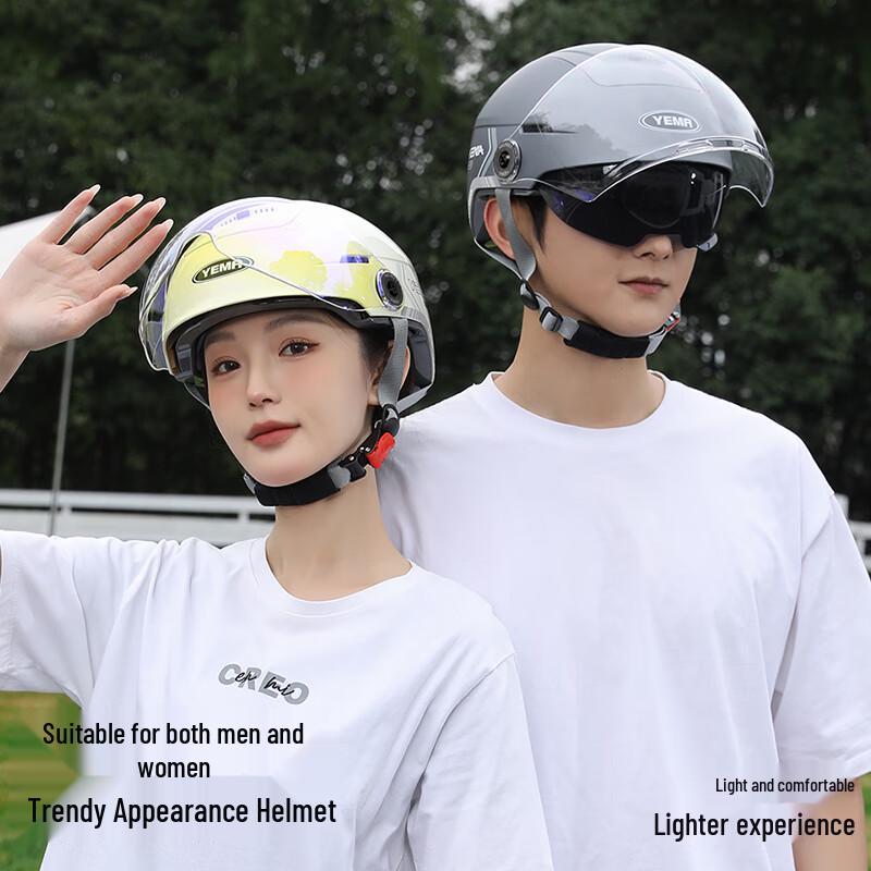 YEMA 370S Dual Visor All-Season Motorcycle & E-Bike Half Helmet
