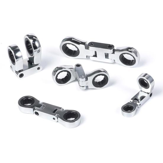 5Pcs/Set Ratchet Wrench Set with Storage Bag Metric Telescopic Head Flex Head Stubby Wrenches Sturdy Short Wrench Set