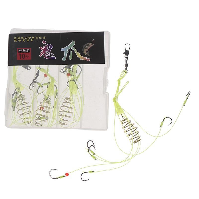 4Pcs/Set 6-Sharp-Hooks Fishing Bait Trap Feeder Cage with Stainless Steel Springs Explosive Fishing Hook for Enhanced Catching