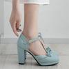 Girls' Shoes New Women Mary Janes Pumps T-Strap Women 8cm Spike Heels Shoes Bowtie Lolita Shoes Buckle Strap Wedding Bridal Shoe