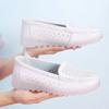 Casual Simple White Hollow Breathable Genuine Leather Flats Platform Loafers Shoes For Women