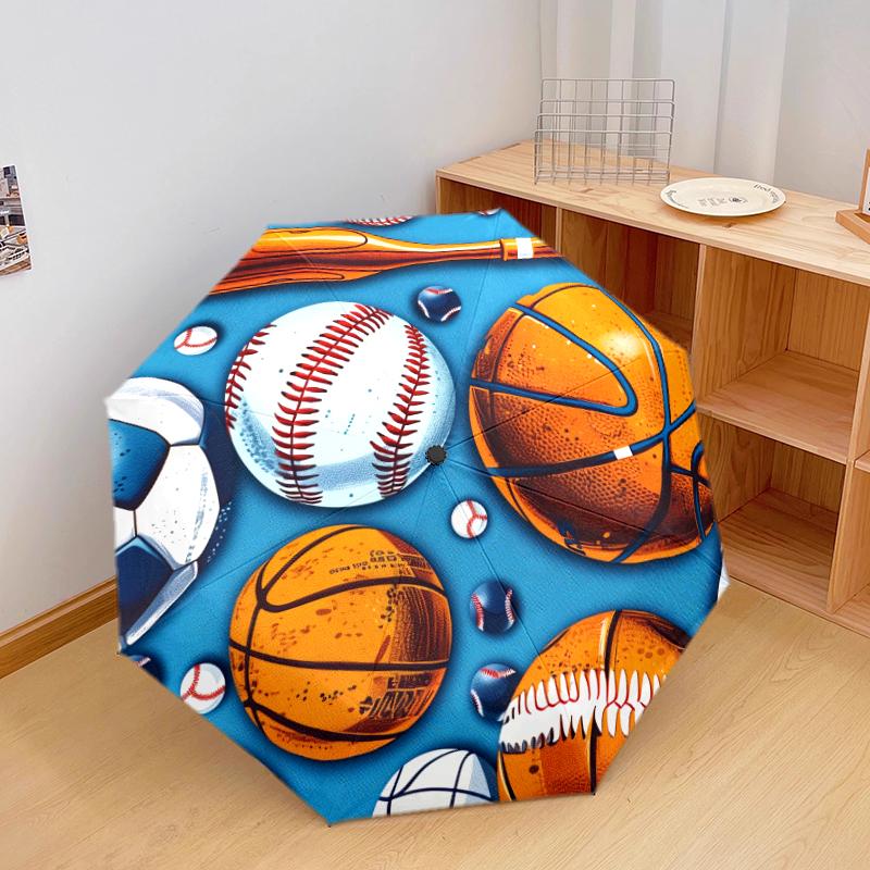 1 PC Automatic Folding Umbrella - Football Pattern, Portable & Foldable Design with 8 Ribs, Christmas Birthday Gifts