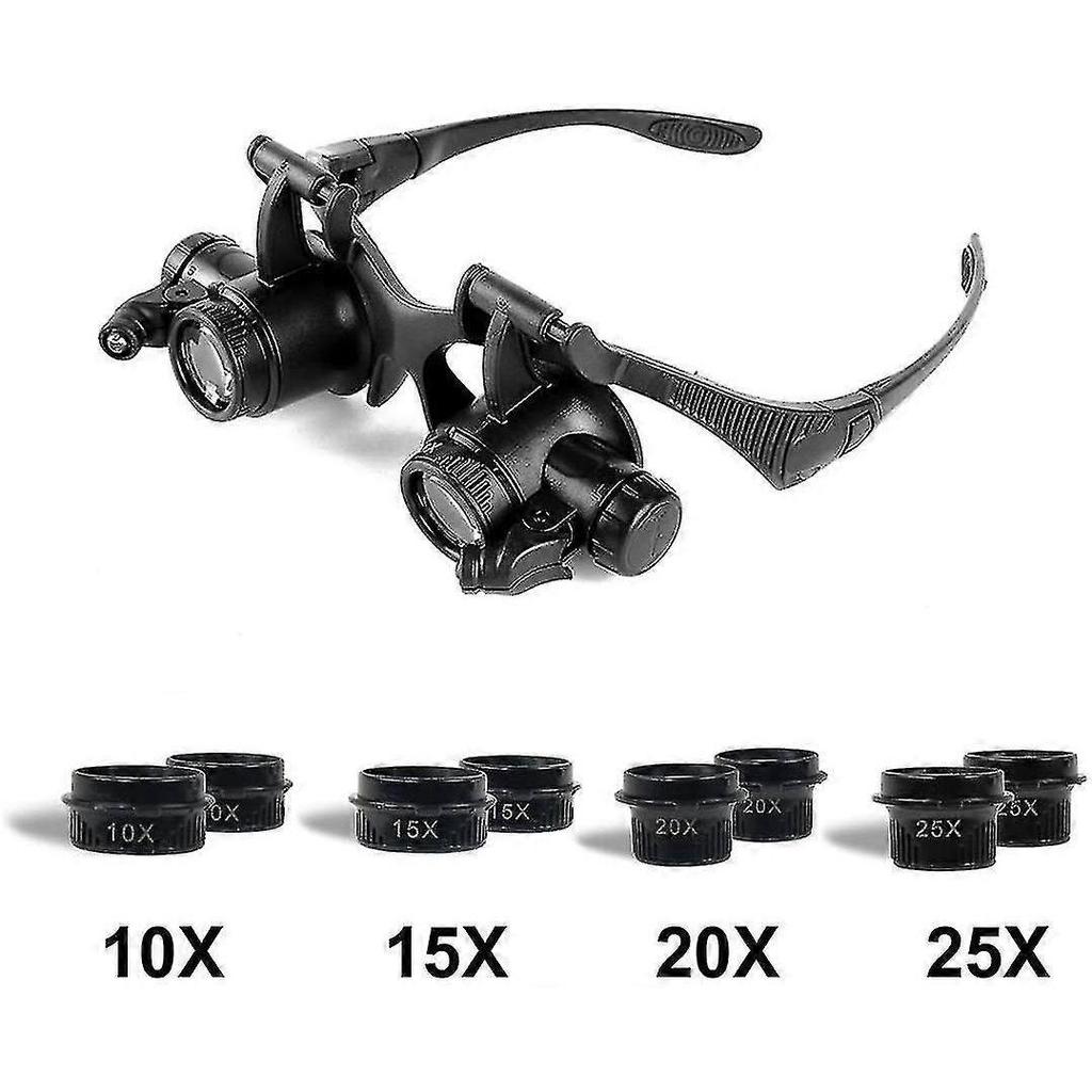 Adjustable LED Light Magnifier, 10x 15x 20x 25x Magnification Loupe for Jewelers, Watchmakers - RiRi