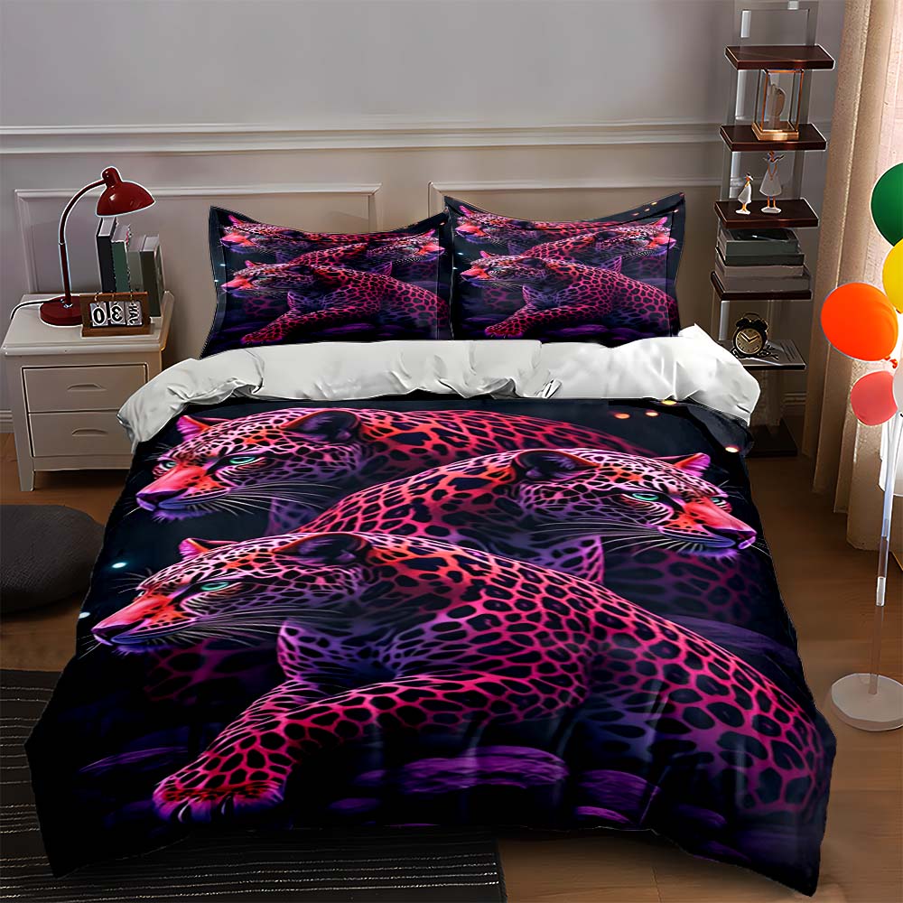 

Vivid leopard design Bedding Duvet cover sets Duvet covers Pillowcases gifts (1 * Duvet Cover 2 * Pillowcases, without duvet insert) 135x200cm