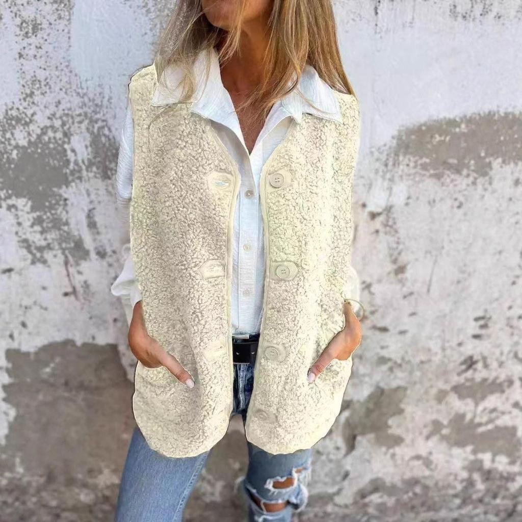 2024 Autumn/Winter Lambswool Fleece Button Vest