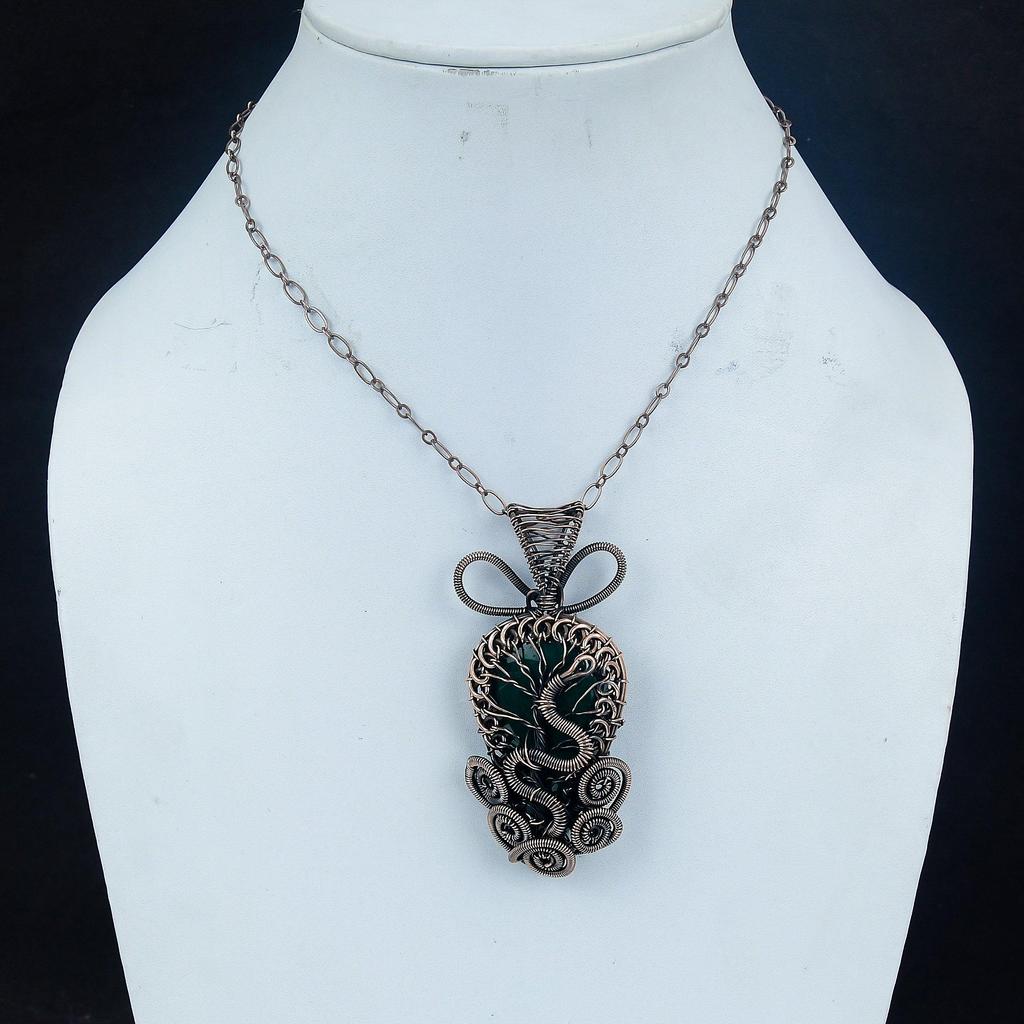 Malachite Pendant, 999 Copper Wire Wrapped Pendant Jewelry. Gift For Women Handmade Pendant Gemstone Jewelry