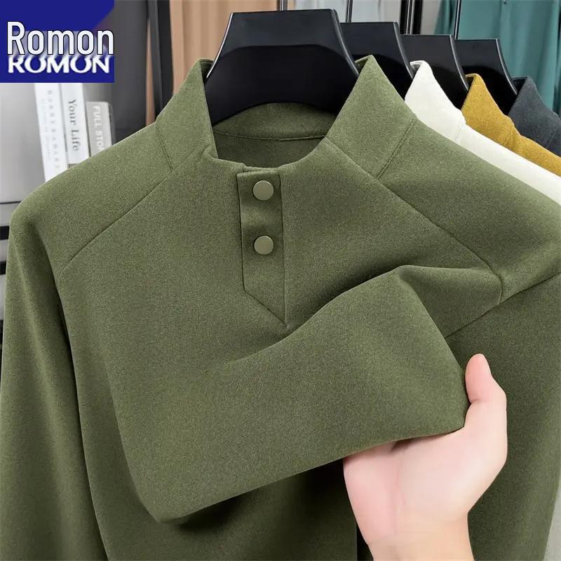 LOMON 2025 Autumn/Winter Men s Half-High Collar Long Sleeve Warm Base Layer Hoodie M (90-115 jin) зелёный