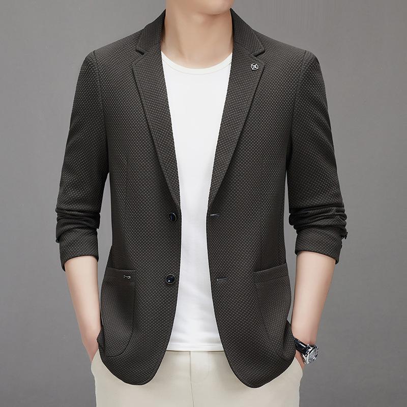 Осенний тонкий мужской повседневный костюм в корейском стиле — фото 4