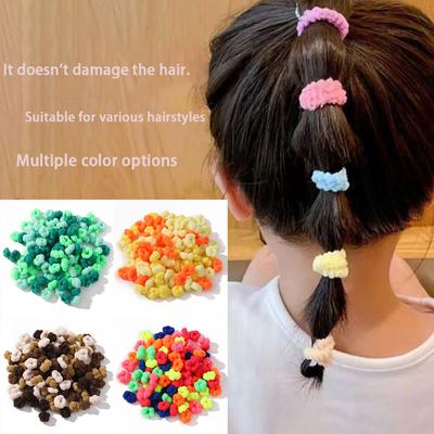 100 Stück elastische Kinderhaargummis, bunte Haargummis, Zopfgummis, Gummibänder, kleine Haargummis und Haarschmuck