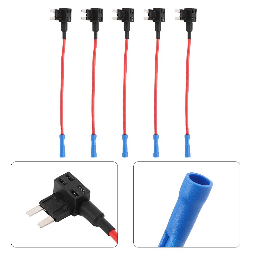 5Pcs Car Additional Circuit Mini Standard Blade Fuse Box Block Holder Blue Head