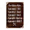 Unsere Küchenregeln Metallschild Club Bar Teller Wandbild Design Blechschild Poster