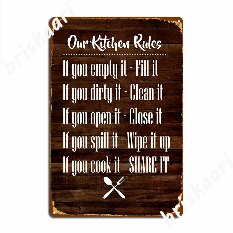 Our Kitchen Rules Metal Sign Club Bar Plates Wall Mural Design Tin Sign Poster 20X30CM