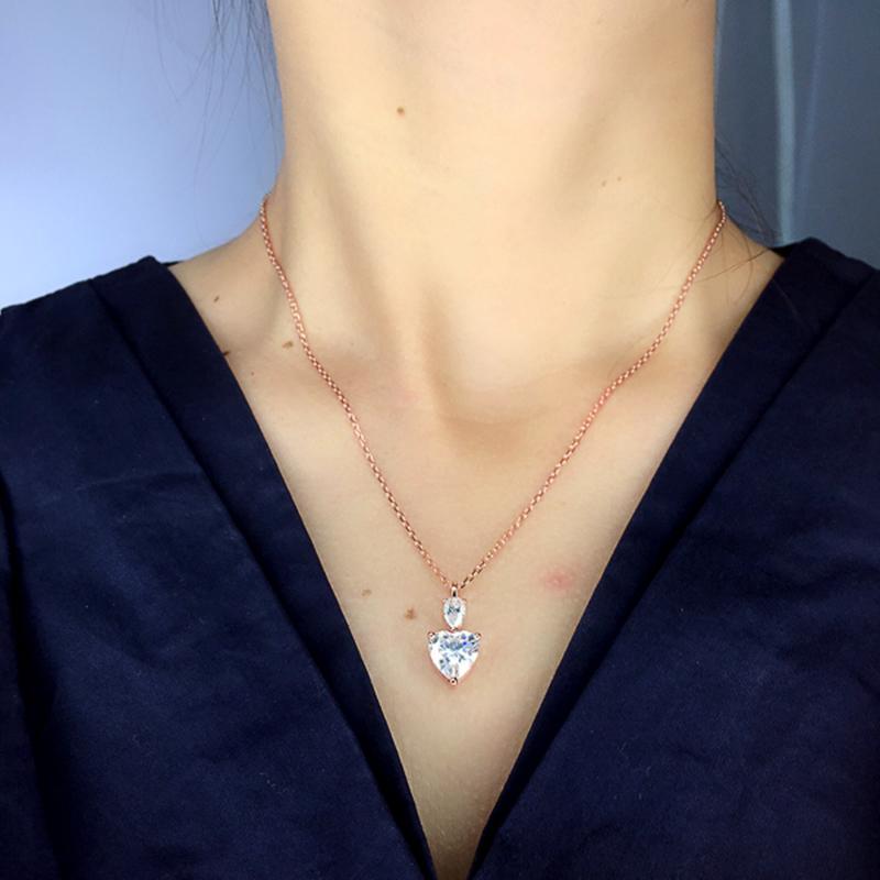 Trendige Design Herz-Halsketten für Frauen mit gelbem Zirkonia Einfache Temperament-Anhänger Schmuck Anmutige Accessoires Geschenk