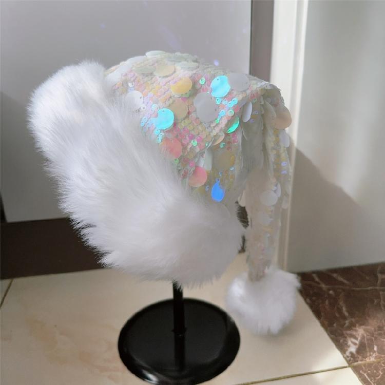 Christmas Theme Party Hat for Adult Glittering Sequins Santa Caps Festival Props Noel Hat for Holiday Family Gathering