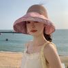 Summer sunscreen visor children empty top knitted big edge sun hat UV protection summer foldable