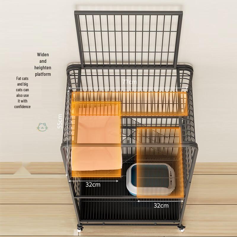 Luxury Double-Layer Cat Cage Villa