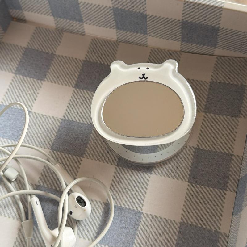 

Cute Bear Mirror Stand Phone Case for iPhone 14/15 Pro/16 Pro/17 Pro Max Magnetic Stand