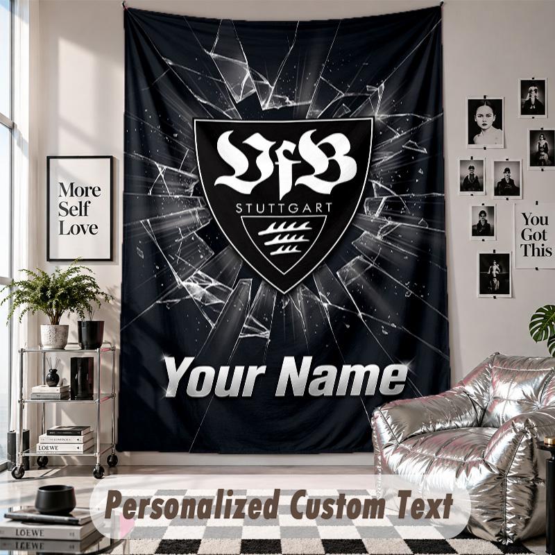 Wall Hanging Tapestry With Custom Name & Text, VfB Stuttgart FC Decorative Tapestry For Bedroom