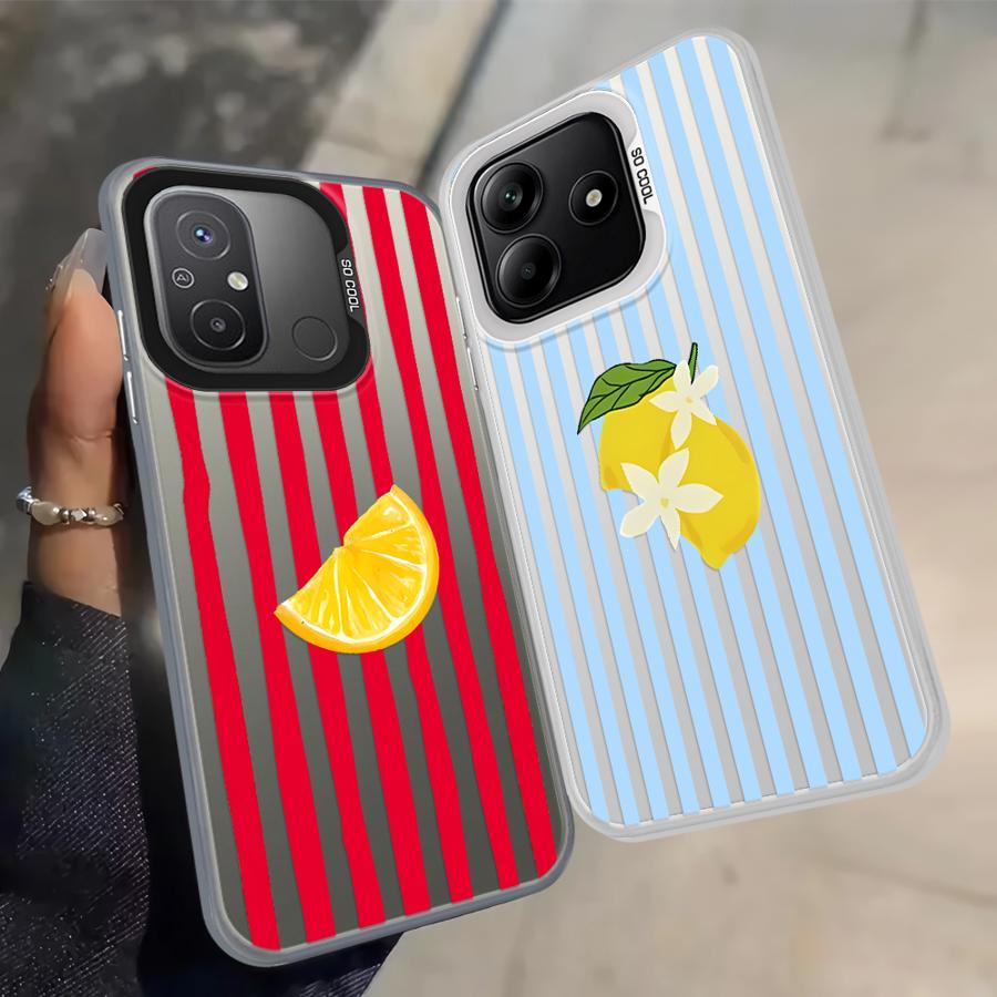 Case for Xiaomi Redmi A5 A1 A2 Plus 9C 13C K60 12C Note 9 10 10C 14C 9T Back Phone Cover Lemon Cool Stripe Pattern