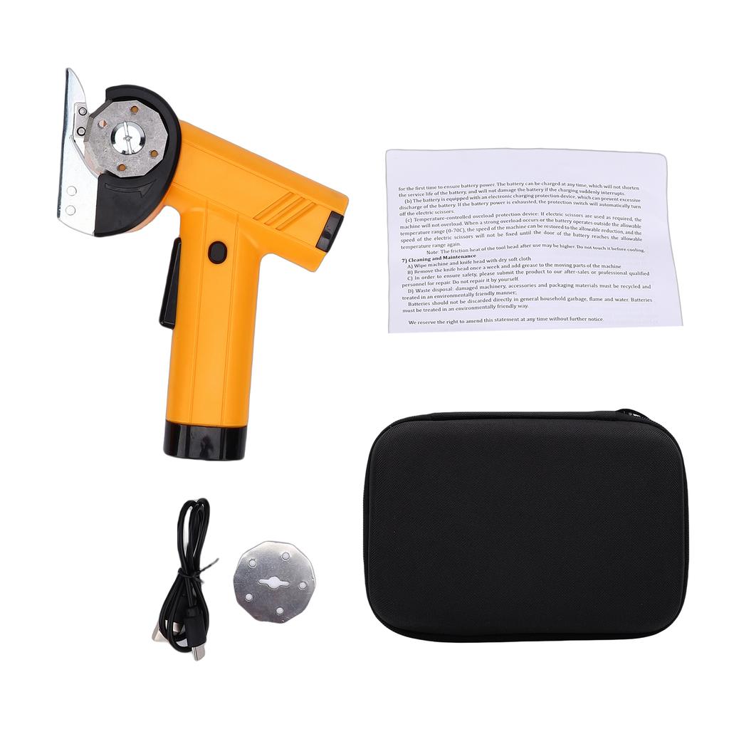 Cordless Electric Fabric Scissors 4 Speed Adjustable Rechargeable Rotary Cardboard Cutter with Safety Lock LED Light