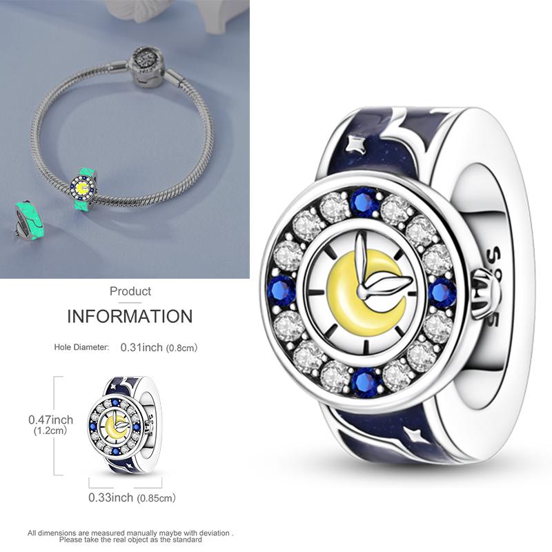 Charms Bead Copper Starlit Sky Moon Sun Earth Universe Charm Fit Bangle Bracelet Necklace Diy Jewelry