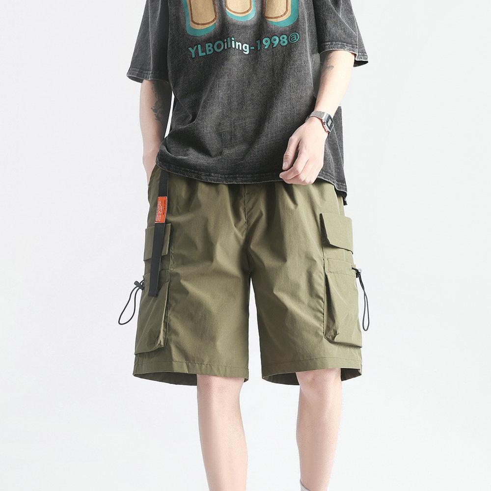 2026 New Fashion Summer Men's Shorts Solid Color Big Pocket Cargo Shorts Casual Knee Length Shorts For Men