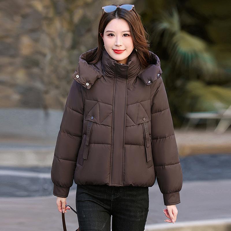 Damen Kurze Kapuzen-Winddichte Dicke Warme Winterjacke mit Quaste