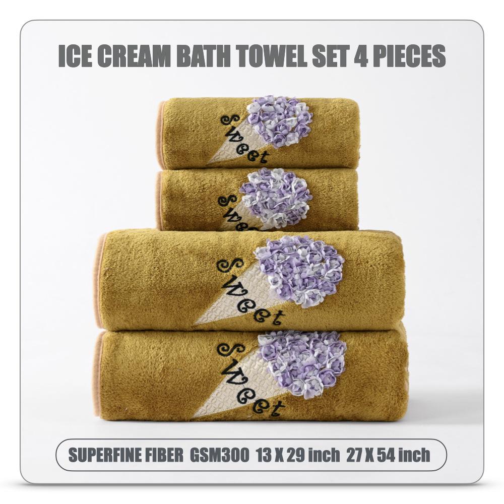 Lehký luxusní korálový sametový ručník osuška Sada čtyř domácích osušek Měkké savé teplé a pohodlné domácí utěrky denní potřeby