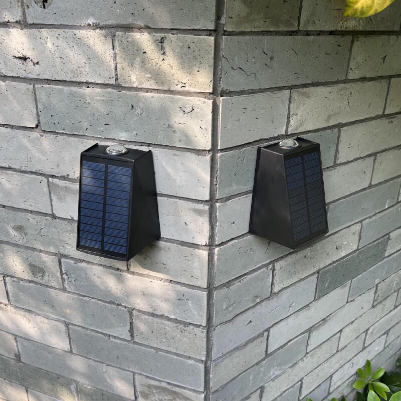 Solar 2-LED Trapezoidal Outdoor Wall Washer Light