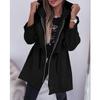 Dames S Capuchon Lange Mouw Tailleband Rits Effen Middellang Casual Jas