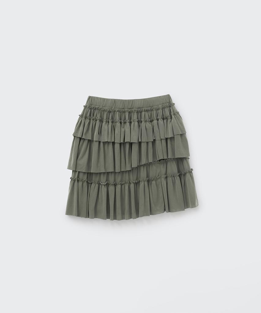 Koseumoseu Layered Frill Skirt (Khaki Gray)
