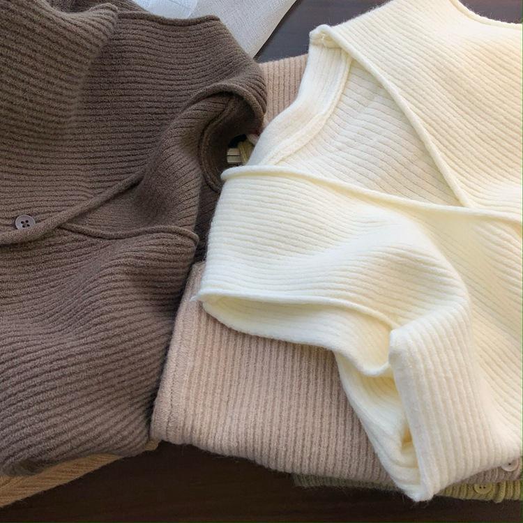 Autumn 2025 Korean Style V-Neck Loose Fit Sleeveless Cardigan Vest