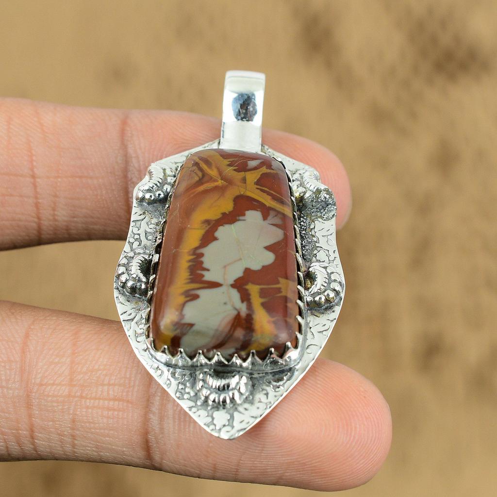 Radiant Noreena Jasper Gemstone Sterling Silver Ethnic Anniversary Wife Pendant