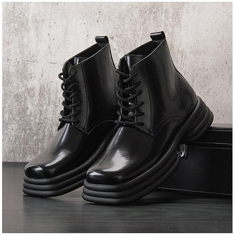 

Мужские военные ботинки, модные высокие ботинки из искусственной кожи, мужская повседневная обувь, ботильоны, белые ботинки челси, Zapatos De Hombre 38 чёрный