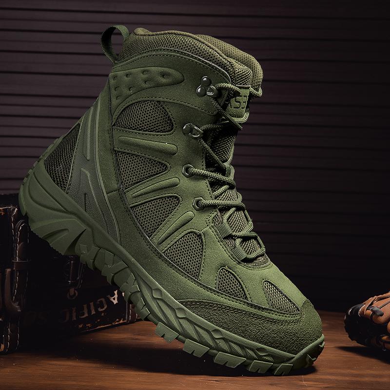 Large Size Military Boots Outdoor Men's Boots Wading Shoes High Top Hiking Boots Wear-resistant Cold Hiking Shoes