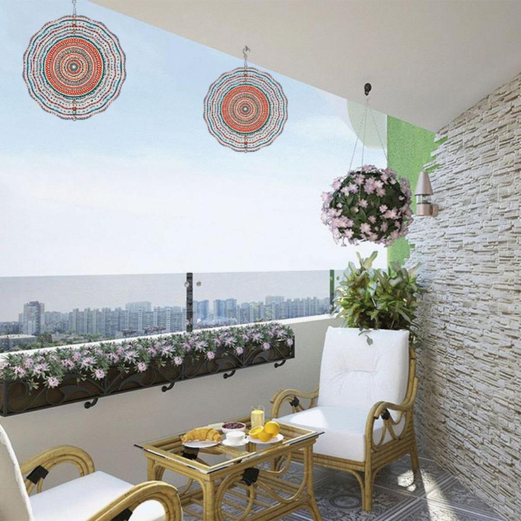 Open - A Piece of Indian Mandala Design Pattern for Outdoor Courtyard And Garden Decoration, Wind-Powered Outdoor Hanging Windmill