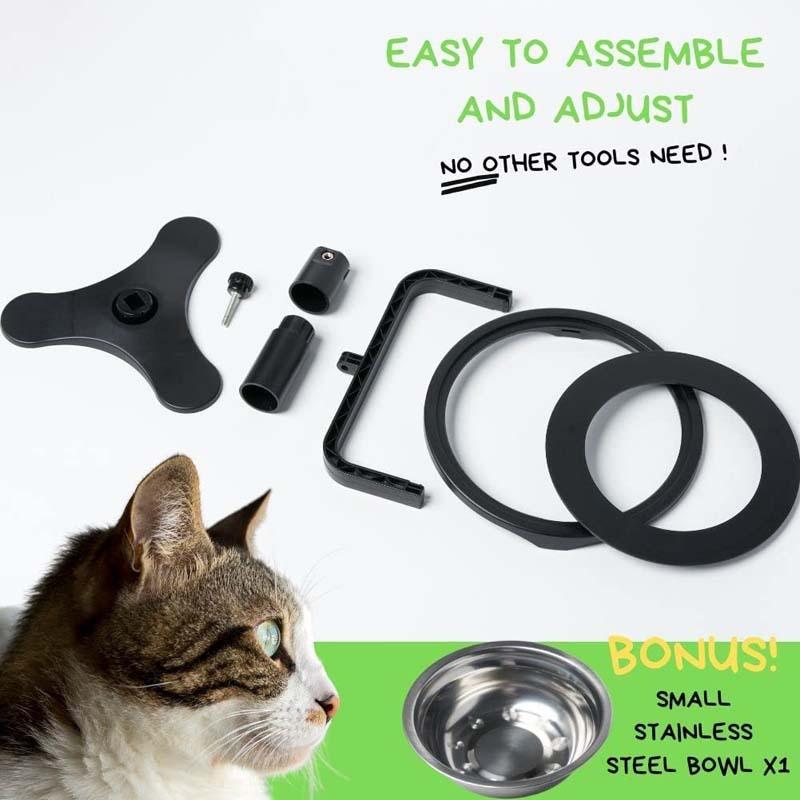 Elevated Dog Food Bowl Adjustable Height Non-slip Raised Feeding Bowl Metal Stand Double Stainless Steel Food Water Bowl